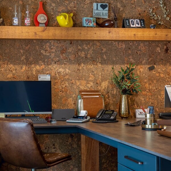 Cork walls in an office, tackboard